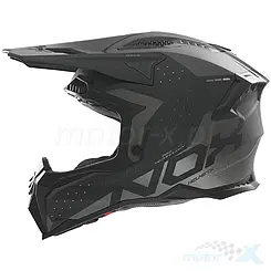 Kask motocyklowy offroad, czarno-srebrny (mat), Nox MX N634 Gradient 
