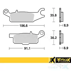 Klocki hamulcowe tylne, lewe, Prox KH445 (37.285102) Yamaha YFM 550 GRIZZLY '11-14, YFM 700 GRIZZLY '07-18