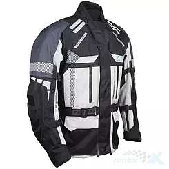 Kurtka motocyklowa z membraną Wind Tex, długa, czarno-biała, Roleff 