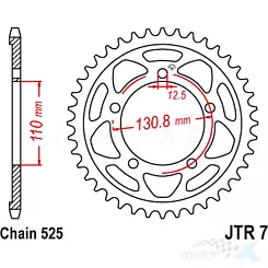 Zębatka tylna 525 46 zębów, czarna, JTR7