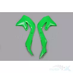 Osłony chłodnicy zielone fluo UFO Plast Kawasaki KXF 250 / KXF 450