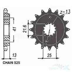 Zębatka przednia Sunstar  SUNF407  17 zębów
