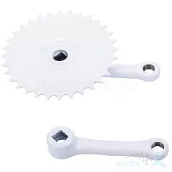 Korba rowerowa, prawa + lewa, 4", 32 zęby, biała
