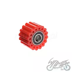 Rolka prowadząca łańcucha napędowego, średnica 38mm, otwór 10mm, szerokość 24mm, czerwona, WM Motor