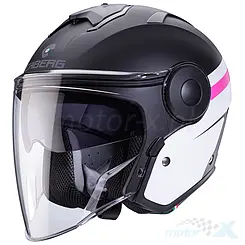 Kask mtocyklowy otwarty, czarno-biało-fuksjowy (mat), Caberg Soho Zephyr