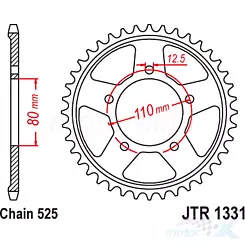 Zębatka tylna 525 42 zęby, czarna, JT Sprockets JTR1331
