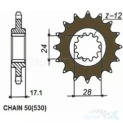 Zębatka przednia Sunstar SUNF520  15 zębów