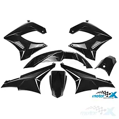 Zestaw osłon nadwozia TNT, 7 elementów, czarny, Derbi Senda R, Senda SM 00-09 / Gilera RCR, SMT