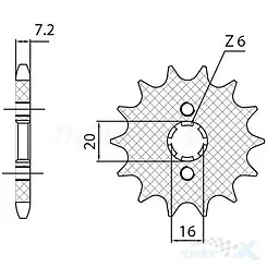 Zębatka przednia 428 14 zębów 16 / 20mm Sunstar SUNF241-14 (JTF1550-14)