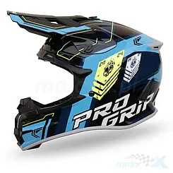 Kask motocyklowy offroad, czarno-niebieski, Progrip Spirits PG3080
