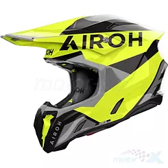 Kask motocyklowy Offroad, Enduro, ATV, Quad, Airoh Twist 3 King, Połysk Szaro-Czarno-Żółty Fluo