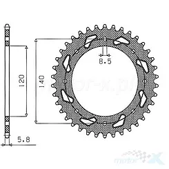 Zębatka tylna 520 43 zębów Sunstar (JTR487)