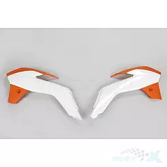 Osłony chłodnicy biało-pomarańczowe UFO Plast  KTM SX 85 13-17