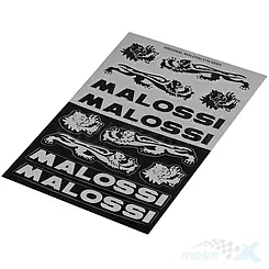 Naklejki Malossi Mini V2, czarno srebrne, zestaw 110x168mm