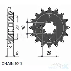 Zębatka przednia Sunstar  SUNF349  14 zębów