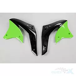 Osłony chłodnicy czarno-zielone  UFO Plast  Kawasaki KXF 450 06-08