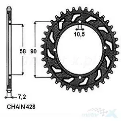 Zębatka tylna SUNSTAR SUNR1-2061 42 zęby