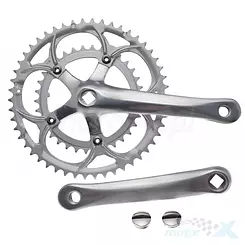 Mechanizm korbowy, 2 rzędowy, aluminiowy, 50/34 zęby, srebrny