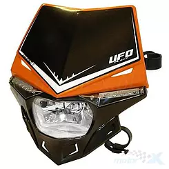 Lampa uniwersalna przednia z kierunkami LED, homologowna, czarno pomarańczowa, UFO Plast STEALTH PF01715F001