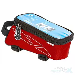 Sakwa rowerowa M-Wave, montowana na ramę za kierownicą, wzmocniona, z oknem na telefon, czerwona