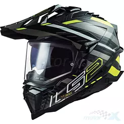 Kask Adventure LS2 MX701 Explorer Carbon Edge Black Hi-Vis Yellow Titanium ECE22.06