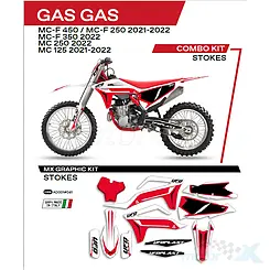 Zestaw naklejek, oklein motocykla, kolor biały, UFO Plast AD001041, Gas Gas MC 125 / MC 250 / MC 250F, 350F, 450F