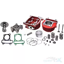 Cylinder kompletny z głowicą kompletną, 80cc, tuning, czerwony, bez EGR, duży zestaw, WM Motor, 139QMB 4T AC