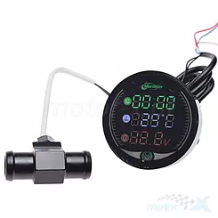 Wskaźnik napięcia + temperatury cieczy na wąż 22mm, WM Motor AI2080