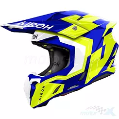 Kask motocyklowy Offroad, Enduro, ATV, Quad, Airoh Twist 3 Dizzy, Połysk Niebiesko-Żółty