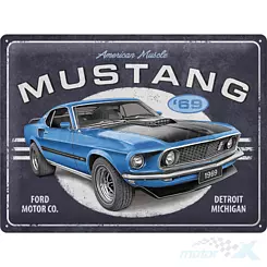 Tablica, plakat 30x40 cm, tłoczona blacha, ford mustang 1969 blu Nostalgic Art 23321