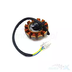 Stator iskrownik, stojan alternatora, 12 cewek, 2x kostka 3/2 piny, Junak 108 Euro 5