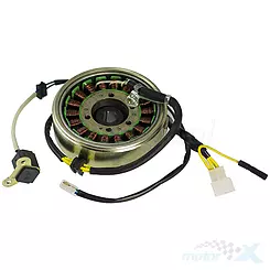 Stator iskrownik, stojan alternatora, z magnetem 18 cewek, 3 piny, 3 przewody Romet maxi 250 4T LC 
