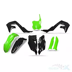 Zestaw osłon nadwozia zielono-biało-czarny UFO Plast Kawasaki KXF 250 / 450 