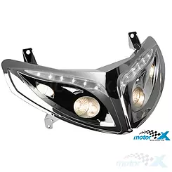 Reflektor przedni Revo XR8, chrom, Peugeot Speedfight II, XR6 03- / Motorhispania RX 50 06-
