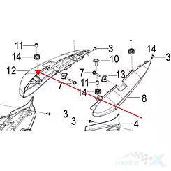 Osłona tylna górna prawa biała Keeway 65902J80WF00