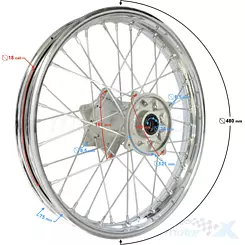Felga tylna 2.15x18", stalowa, hamulec tarczowy, Moretti Parts
