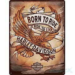 Tablica, plakat 30x40 cm, tłoczona blacha, Harley Davidson Born Nostalgic Art 23317