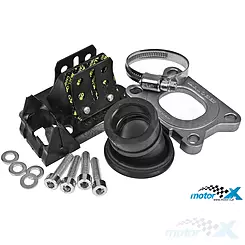 Zawór membranowy z króćcem Malossi X360, 21mm przelot / 24,5mm wyjście, Derbi / Minarelli AM