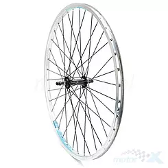 Felga przednia, koło rowerowe 26", obręcz srebrna AG motors, piasta czarna JY-753, szprychy ocynk