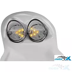 Nadkole MTKT LED z kierunkowskazami, białe, biała lampa, Aprilia RS 125 99-05