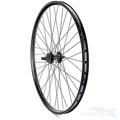 Felga przednia, koło rowerowe 28", MTB, obręcz czarna AG MOTORS V, piasta czarna aluminium GL-B43F, HT, 36 szprych QR