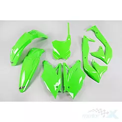Zestaw osłon nadwozia zielone fluo UFO Plast Kawasaki KXF 450 