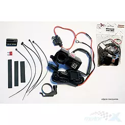 Gniazdo zapalniczki + 2x USB, bezpiecznik, montaż na kierownicę Biketec 