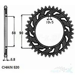 Zębatka tylna SUNSTAR STALOWA  SUNR1-3079  44 zęby
