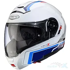 Kask motocyklowy szczękowy, biało-nieniesko-czerwony (połysk), Caberg Levo X Elite