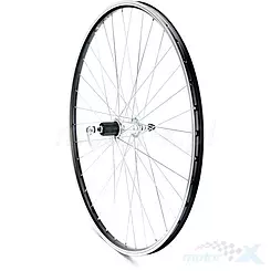 Felga tylna, koło rowerowe 28", MTB, obręcz czarna AG MOTORS V, piasta srebrna aluminium SF-B11R 8-9, 36 szprych, szybkozamykacz