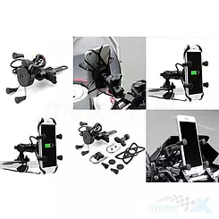 Uchwyt motocyklowy na telefon z ładowarką, Biketec BT153 (RAM- METAL "L")