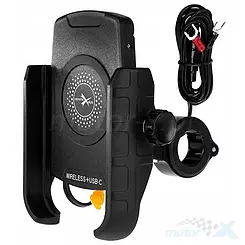 Uchwyt motocyklowy na telefon z ładowarką, Biketec BT225 (R9W-PD METAL)