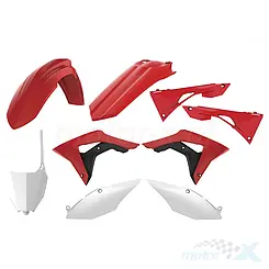 Komplet plastików,  kolor czerwono biały OEM, Polisport, Honda CRF 250R '18-'21; CRF 450R '17-'20