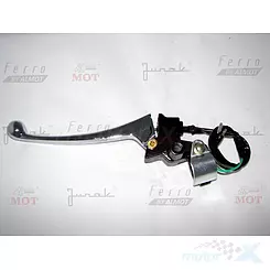 Dźwignia hamulca szczękowego tył (chrom) lewa komplet (z automatem stopu) (f600) [50CCM 4T, 50CCM 2T] [Ferro 605, Ferro 604, Fe